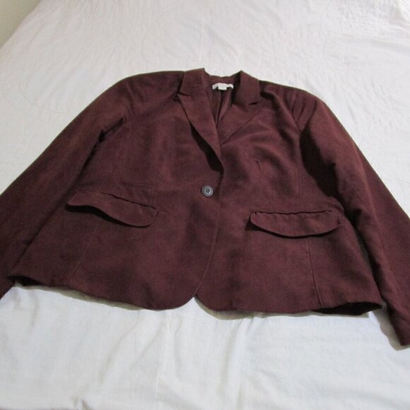 Cold Water Creek women's size L, Maroon Ultra Suede jacket, long sleeves, lined - Picture 9 of 16